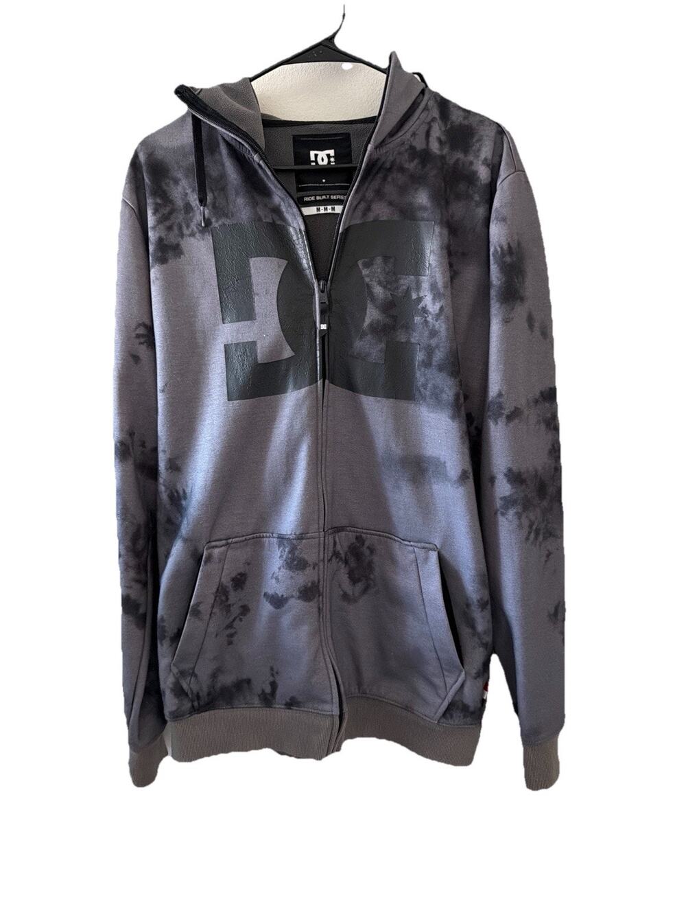 DC Shoes Ride Built Series Mens Hoodie M Gray Tie Dye Full Zip Snowboard Jacket